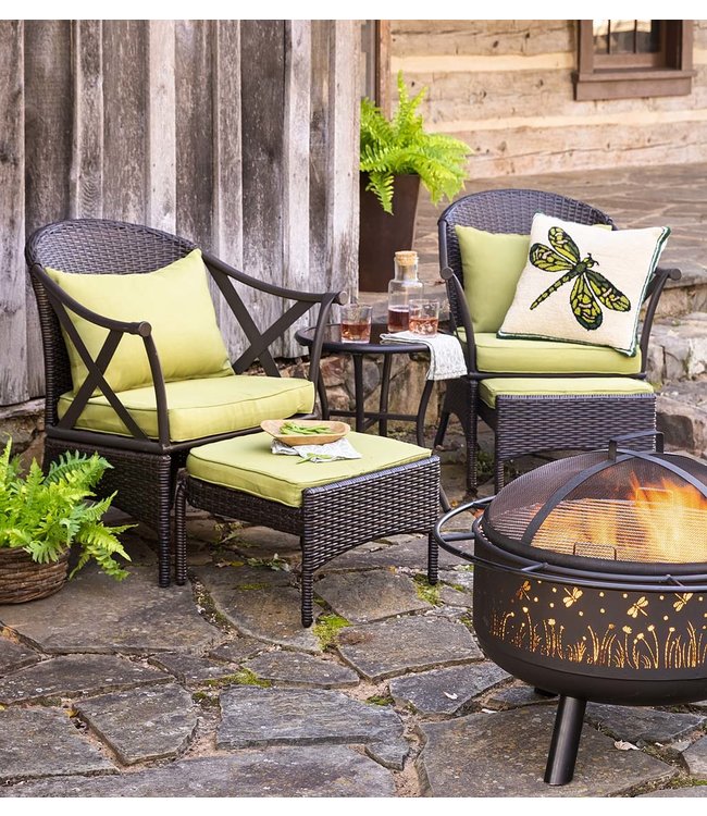 green outdoor table and chairs