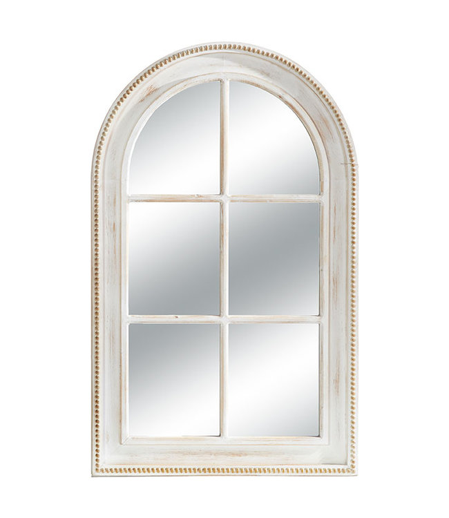 RAZ Imports Distressed White Twisted Edge Windowpane Mirror