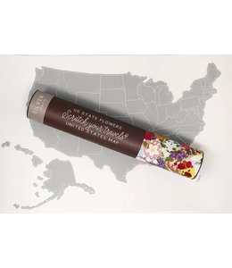 Scratch Your Travels Official State Flowers USA Map - Silver
