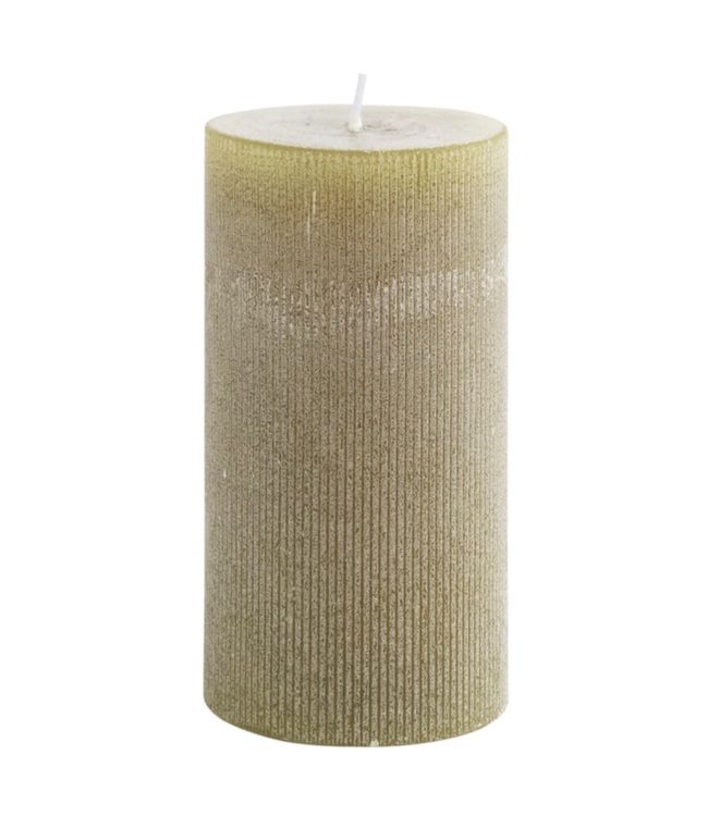 Creative Co-Op Unscented Pleated Pillar Candle-Tall Olive