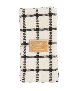 MudPie Black & Cream Windowpane Napkin Set