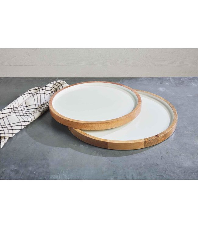 MudPie Wood and Enamel Tray Set