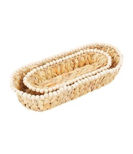 MudPie Nested Hyacinth Beaded Bread Basket Set