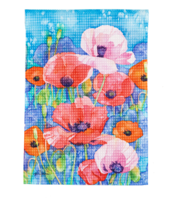 Evergreen Painted Poppies Garden Waffle Flag