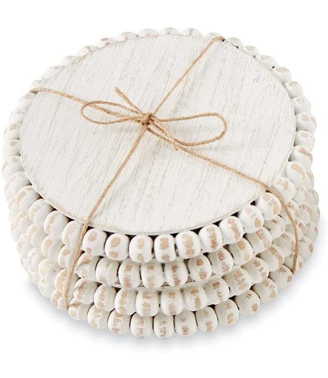 MudPie White Beaded Coaster Sets