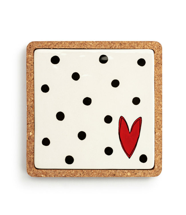 Demdaco Black Dots Cork Base Trivet