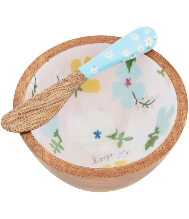 MudPie Choose Joy Enamel Floral Dip Bowl Set