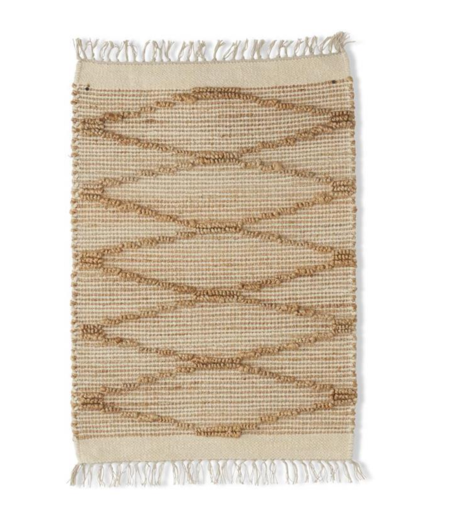 K&K Interiors Tan Cotton & Jute Diamond Shuttle Handwoven Rug