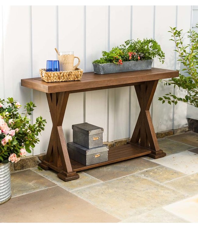 Claremont Outdoor Eucalyptus Console Table Miss Daisy S Home Decor Co Claremont Outdoor Eucalyptus Console, Outdoor Console Table Decor
