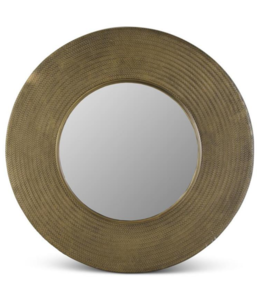 K&K Interiors Antiqued Brass Textured Metal Framed Wall Mirror