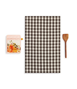 Demdaco Cottage Rose Hot Pad & Towel with Spatula Set