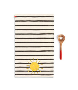 Demdaco Sun & Stripes Kitchen Towel with Heart Spoon Set