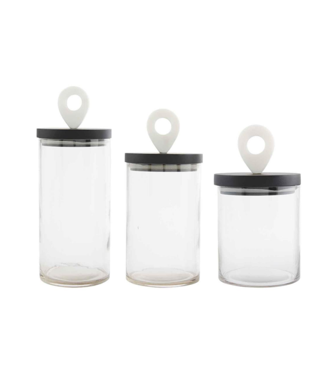 MudPie Black & White Glass Canister Set