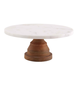 MudPie Marble Wood Pedestal