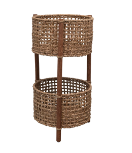 Creative Co-Op Hand-Woven Bankuan and Rattan Braided 2-Tier Basket