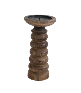 Bloomingville Hand-Carved Mango Wood Candle Holder