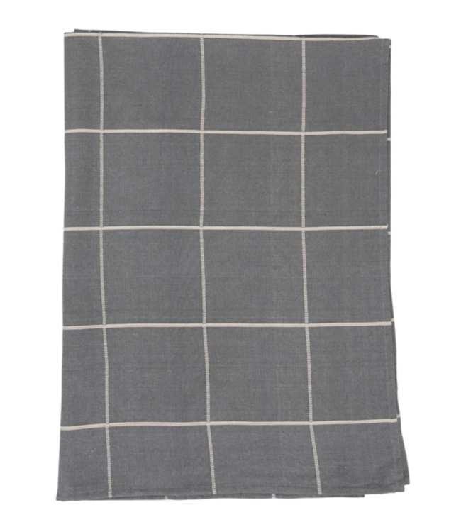 Creative Co-Op Woven Cotton Tablecloth with Grid Pattern