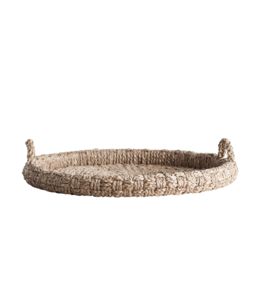 Creative Co-Op Round Decorative Braided Bankuan Tray with Handles