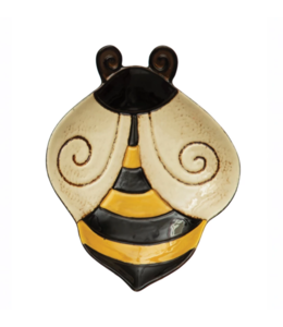 Creative Co-Op Hand-Painted Stoneware Bee Plate