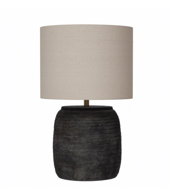 Creative Co-Op Textured Terra-cotta Table Lamp with White Fabric Shade