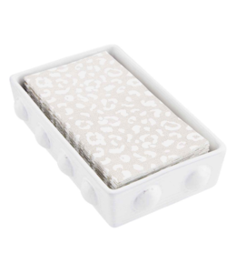 MudPie Leopard Guest Towel Caddy Set