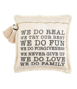 MudPie Family Rules Tassel Pillow