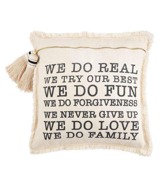 MudPie Family Rules Tassel Pillow