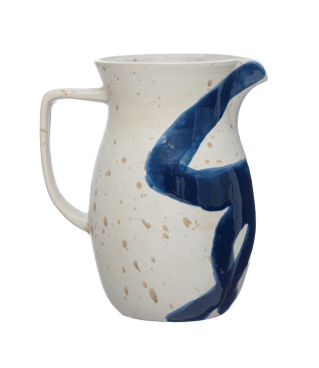 Bloomingville Hand-Painted Stoneware Pitcher, Reactive Glaze