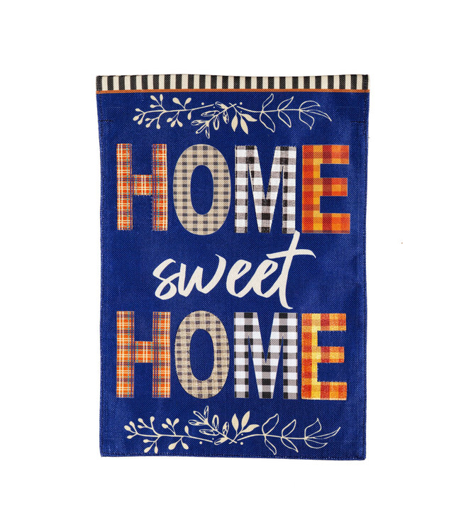 Evergreen Home Sweet Home Plaid Garden Burlap Flag