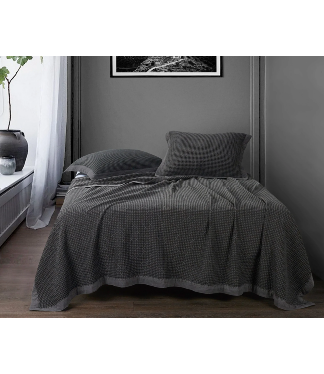 Hiend Accents Waffle Weave Cotton Coverlet- Queen Slate