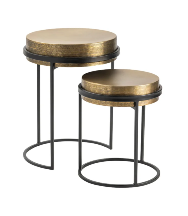 Crestview Collection Hudson Textured Brass Nesting Tables-Set of 2