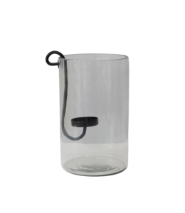 Creative Co-Op Glass Hurricane w/ Metal Candle Holder