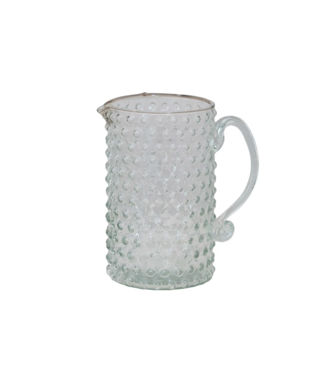 Creative Co-Op Hand-Blown Glass Hobnail Pitcher