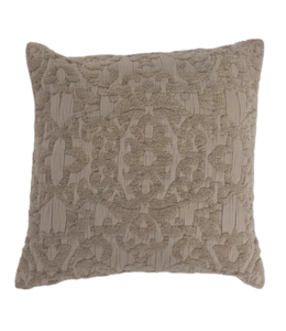 Creative Co-Op Woven Cotton Chenille Jacquard Pillow- Taupe