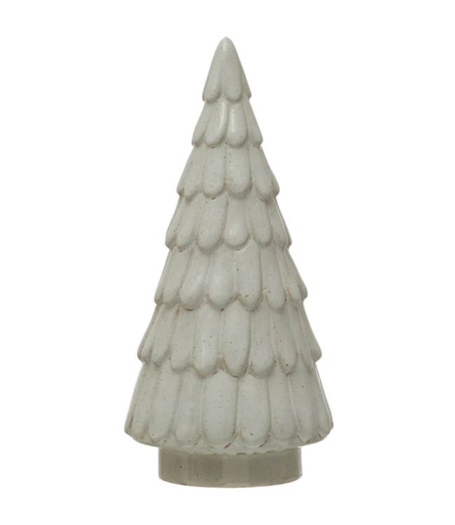 Creative Co-Op Stoneware Tree with Cream Glaze