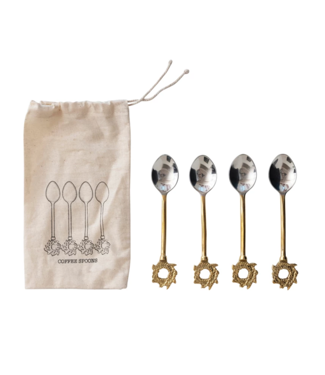 Creative Co-Op Stainless Steel and Brass Spoons- Wreath