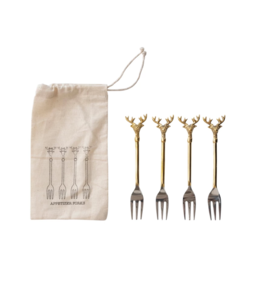 Creative Co-Op Stainless Steel and Brass Forks, Set of 4