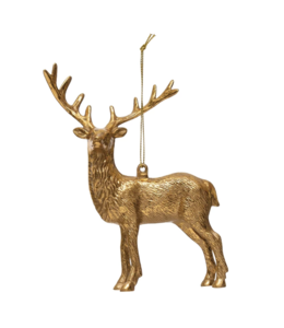 Creative Co-Op Deer Ornament, Gold Finish