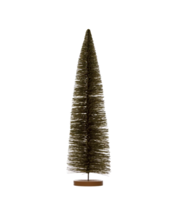 Creative Co-Op 6" Round x 21-1/2"H Flocked Plastic Bottle Brush Tree with Wood Base, Green