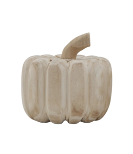 Creative Co-Op Small Hand-Carved Paulownia Wood Pumpkin