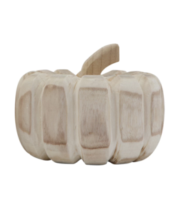 Creative Co-Op Large Hand-Carved Paulownia Wood Pumpkin