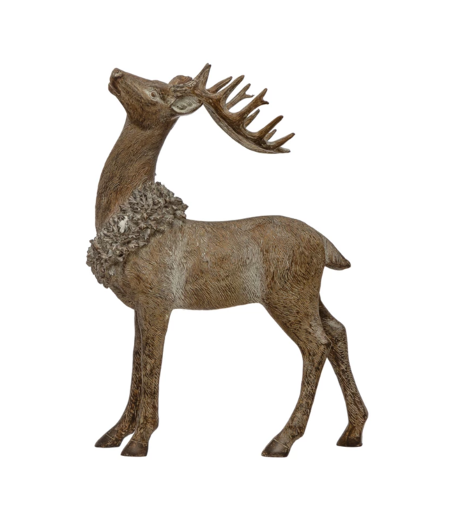 Creative Co-Op Resin Reindeer With Wreath & LED Lights