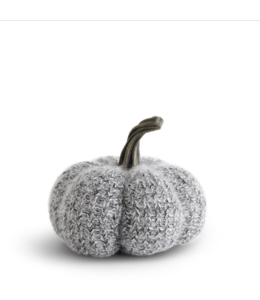 K&K Interiors Black & White Knit Pumpkin w/Resin Stem