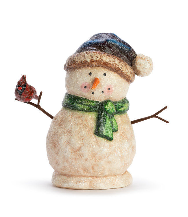 Demdaco Small Snowman & Cardinal Paper Pulp Figure