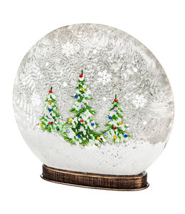 Evergreen Glass Hand Painted Christmas Trees LED Disc Globe