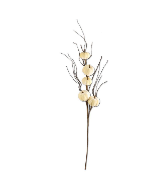 K&K Interiors Cream Velvet Pumpkin Stem