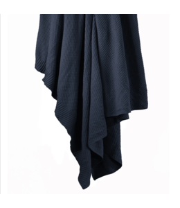 Hiend Accents Cotton Knit Throw-Full- Navy