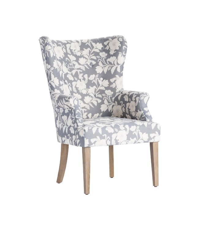 Crestview Collection Heatherbrook Floral Pattern Grey Wingback Chair