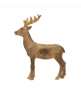 Creative Co-Op Resin Standing Deer with Gold Accents, Brown