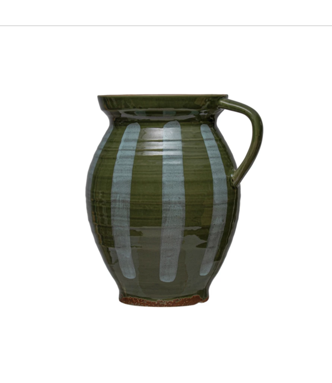 Creative Co-Op 2 Quart Hand-Painted Stoneware Pitcher